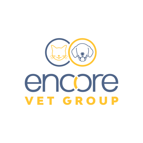 Simple line icons of a dog and cat are enclosed in interlocking circles above the typography.