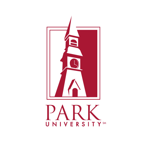 A clocktower is silhouetted against a maroon background, enclosed in a rectangle.